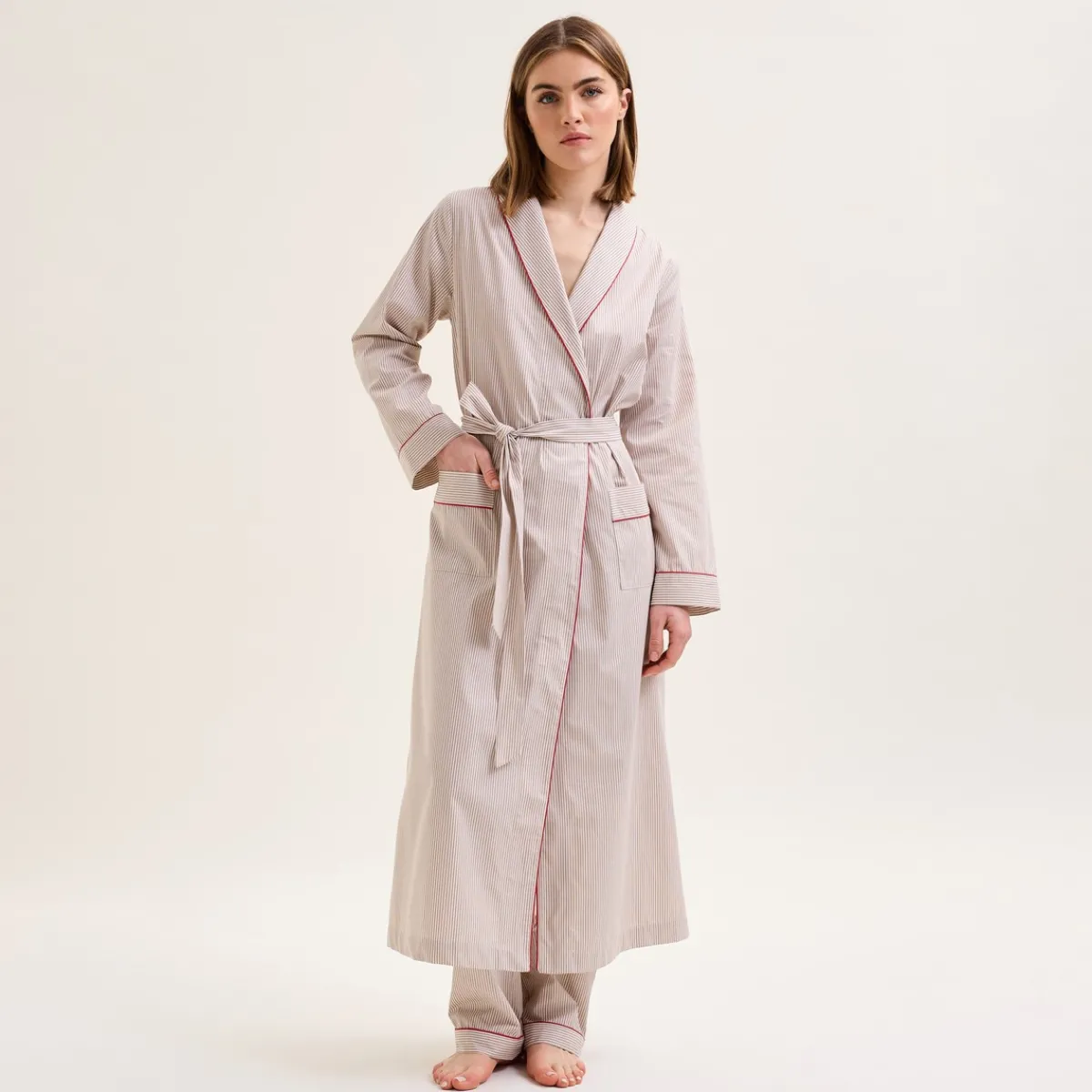 Yves Delorme Robe de chambre Essentiel rayé style Clearance